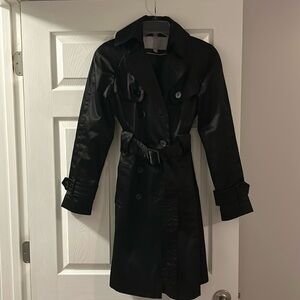 Shiny black trench, excellent like new condition size small
